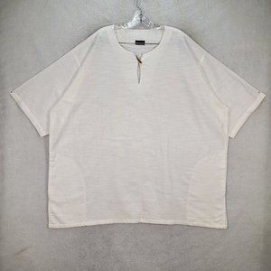 NWOT Mee Cotton Thai White Linen Cotton Bohemian Pocket Oversized Dashiki Tunic